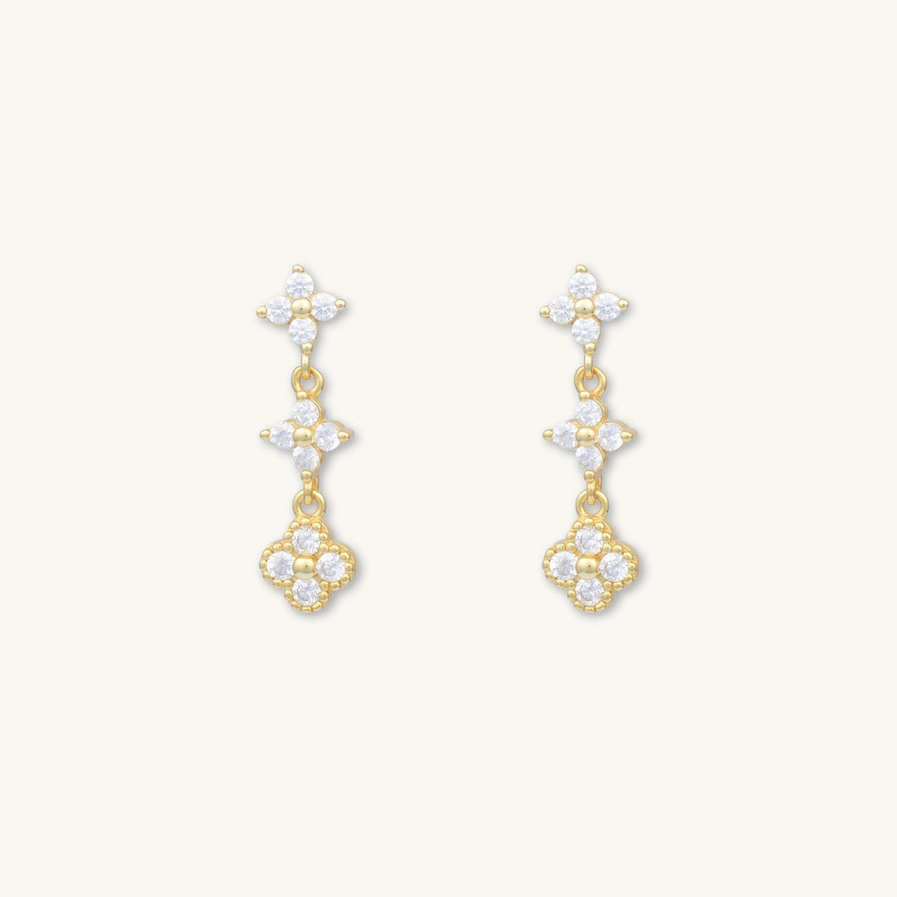 Trio Clover Sapphire Dangling Stud Earrings