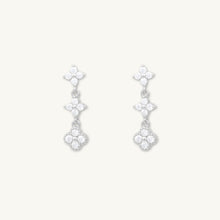 Trio Clover Sapphire Dangling Stud Earrings