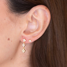 Trio Clover Sapphire Dangling Stud Earrings