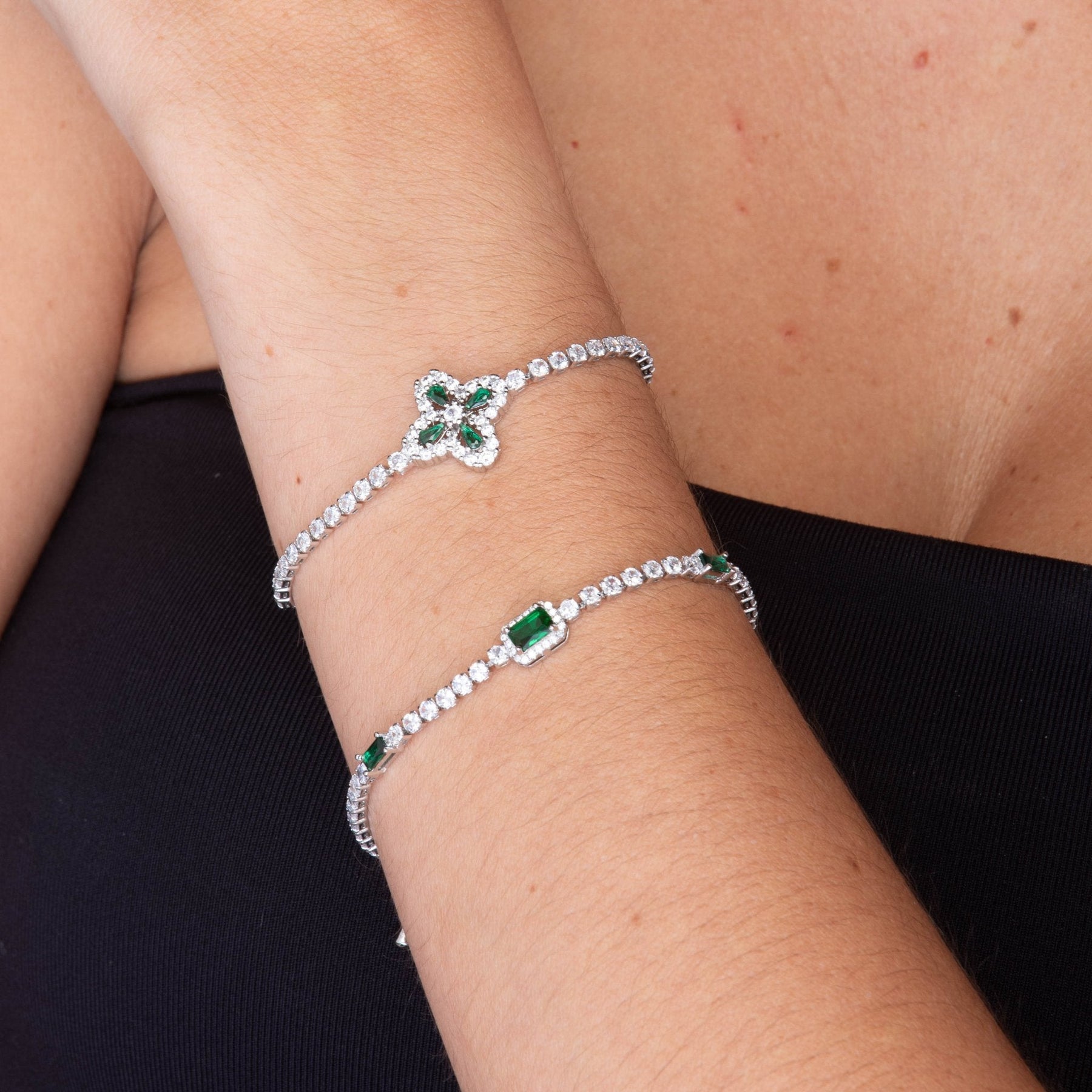 Trio Emerald Baguette Tennis Bracelet