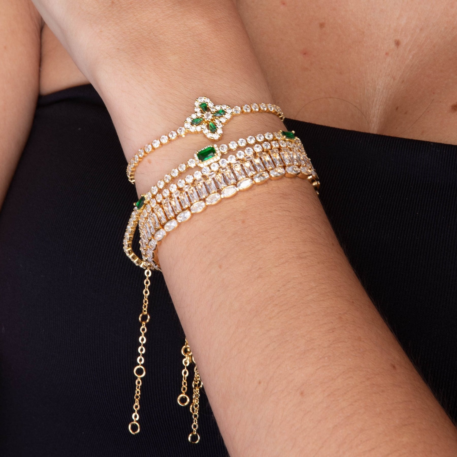 Trio Emerald Baguette Tennis Bracelet