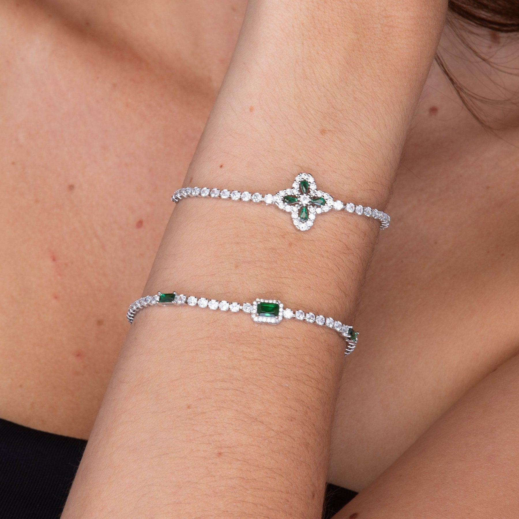 Trio Emerald Baguette Tennis Bracelet