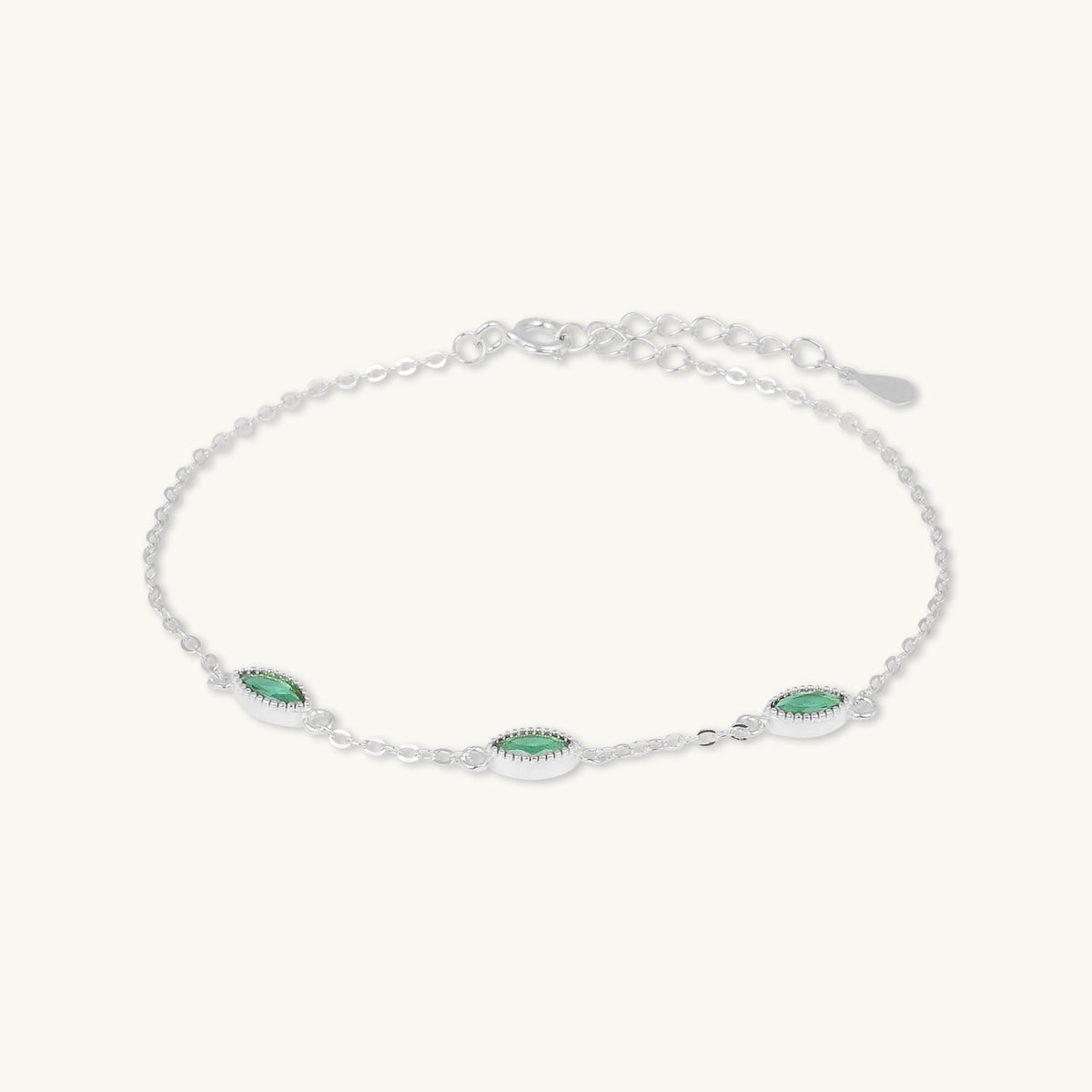Trio Emerald Evil Eve Marquise Chain Bracelet