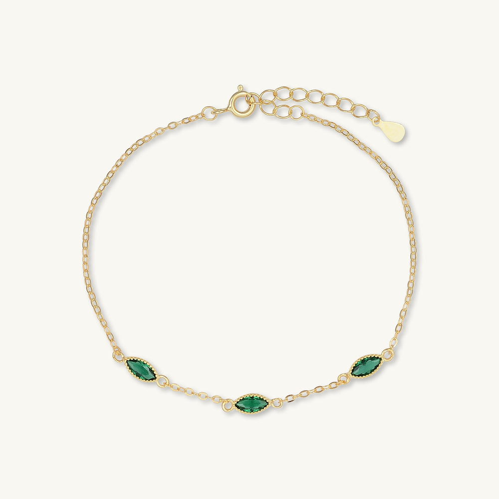 Trio Emerald Evil Eve Marquise Chain Bracelet