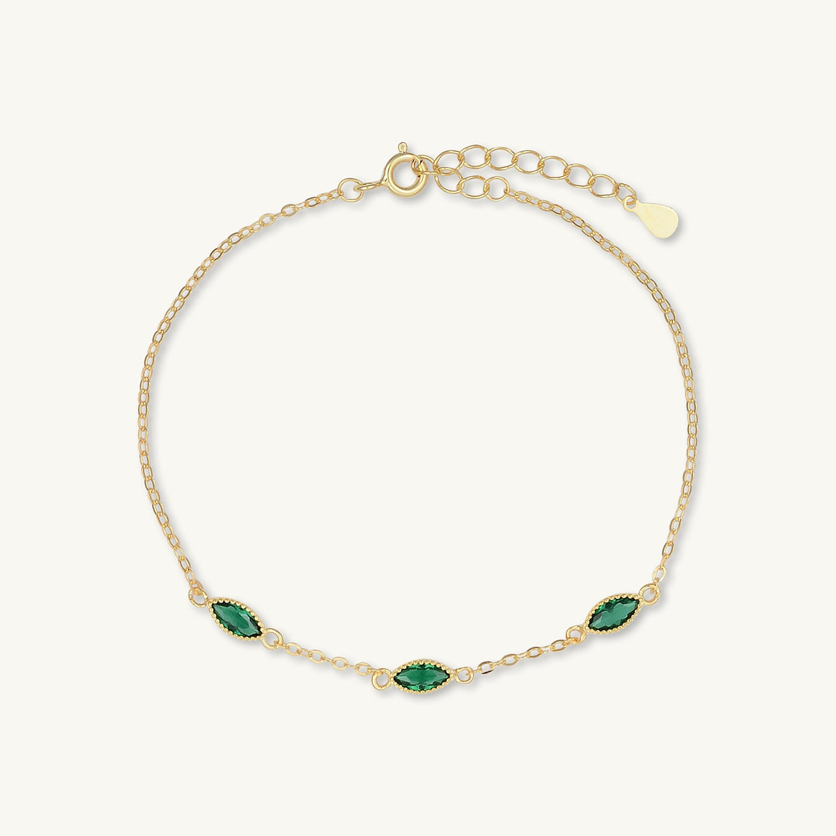Trio Emerald Evil Eve Marquise Chain Bracelet