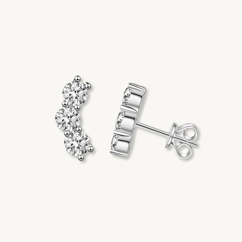 Trio Moissanite Stud Earrings 1.2 Carat