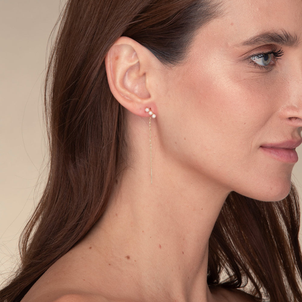 Trio Pearl Bar Threader Earrings