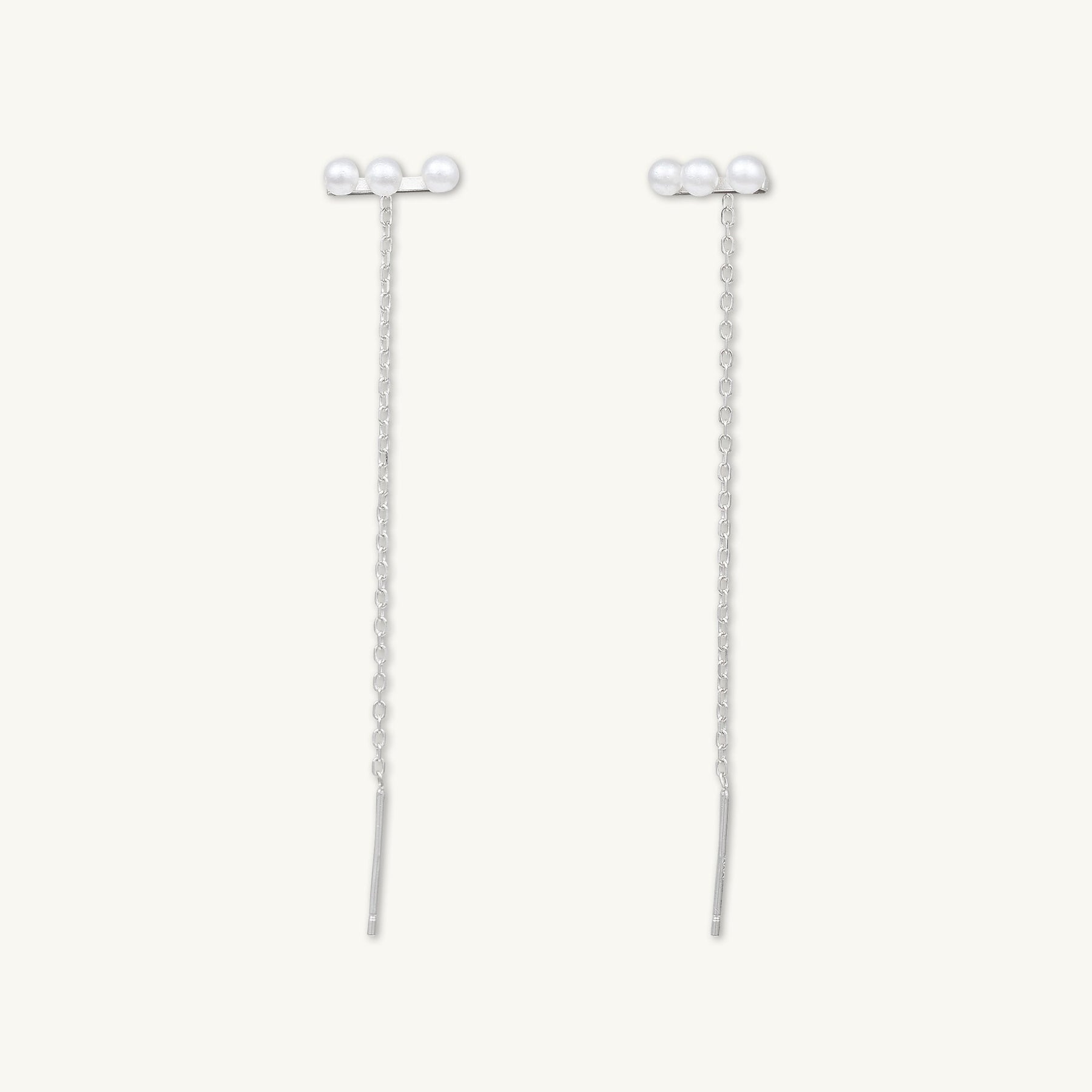 Trio Pearl Bar Threader Earrings