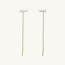 Trio Pearl Bar Threader Earrings