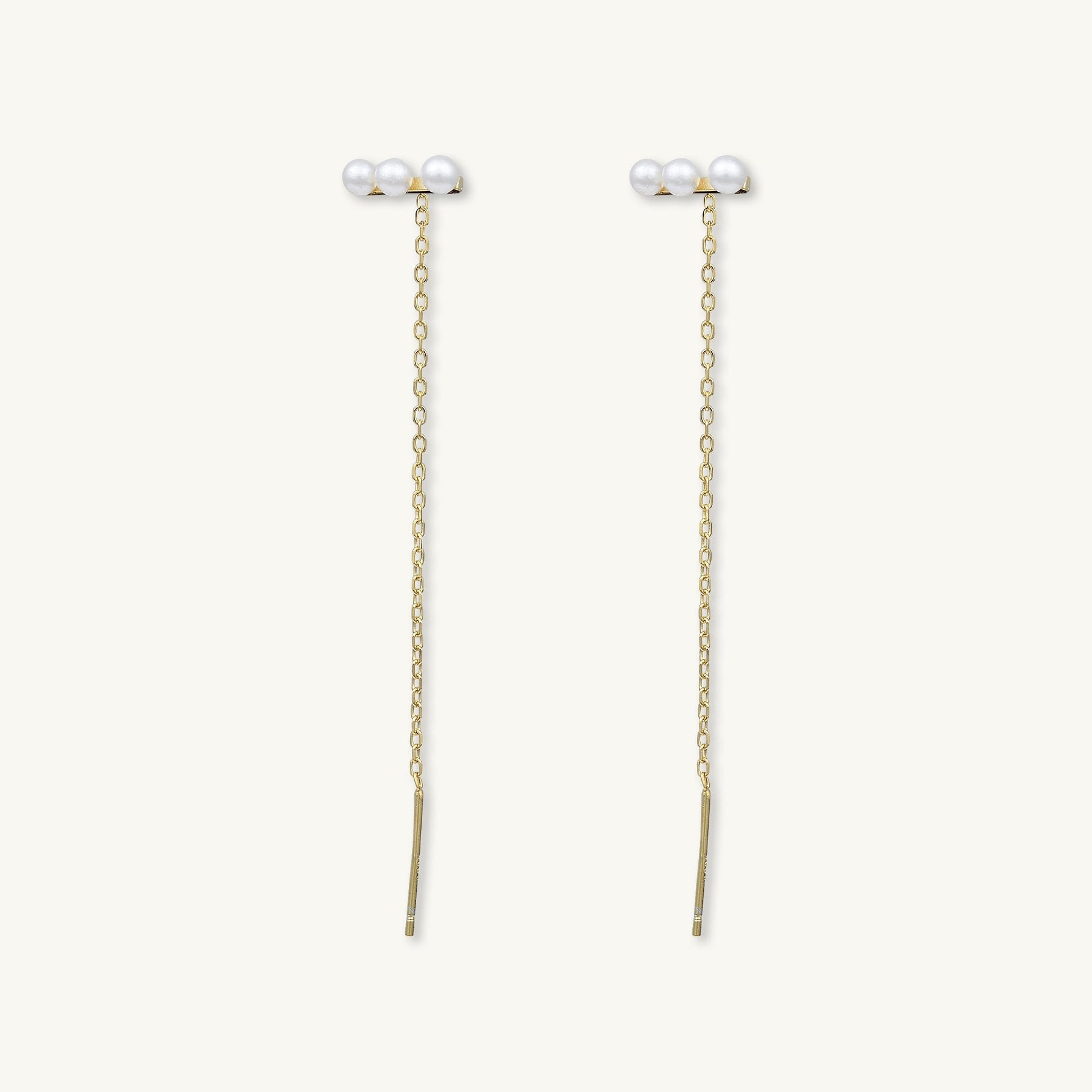 Trio Pearl Bar Threader Earrings