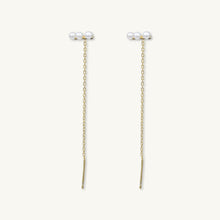 Trio Pearl Bar Threader Earrings