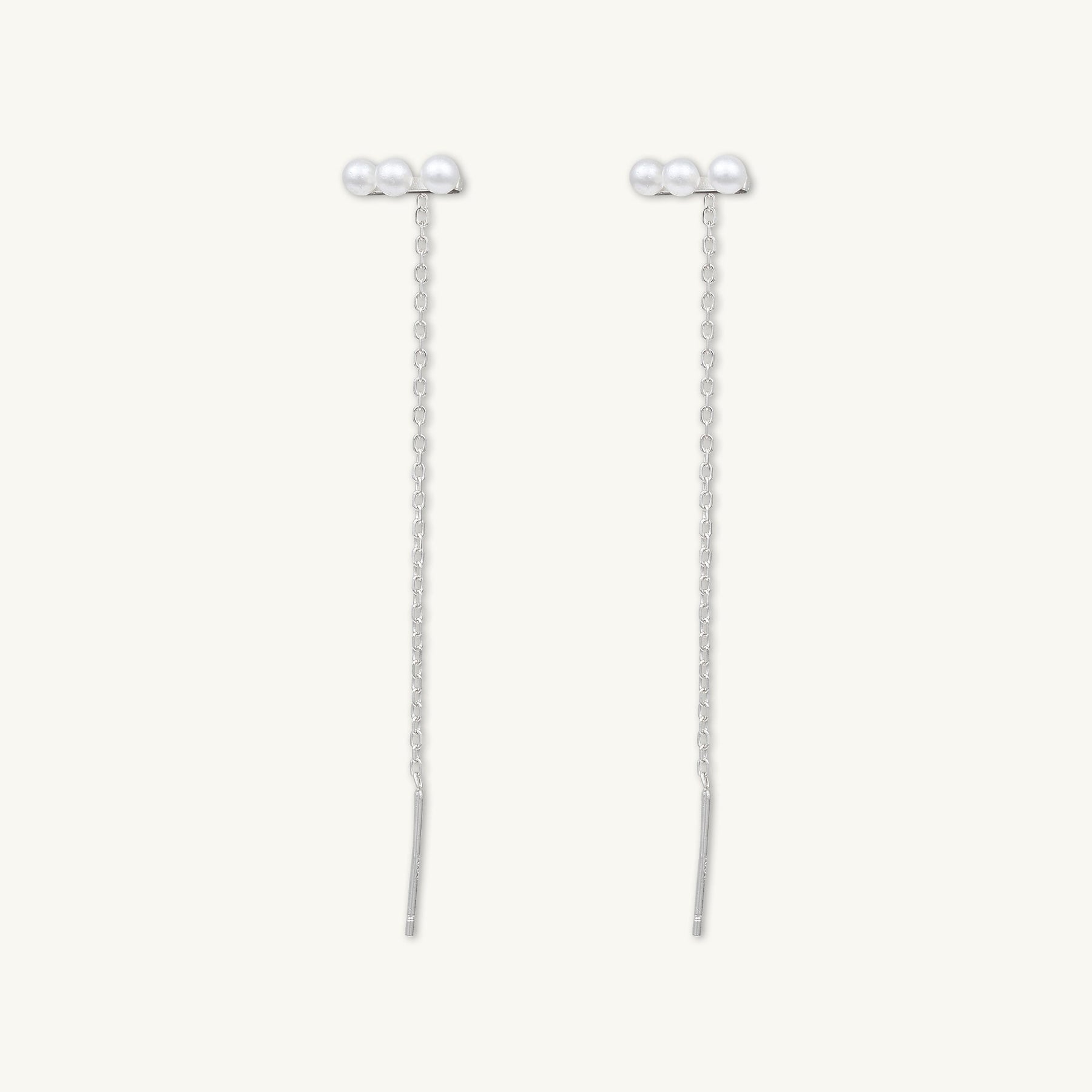 Trio Pearl Bar Threader Earrings