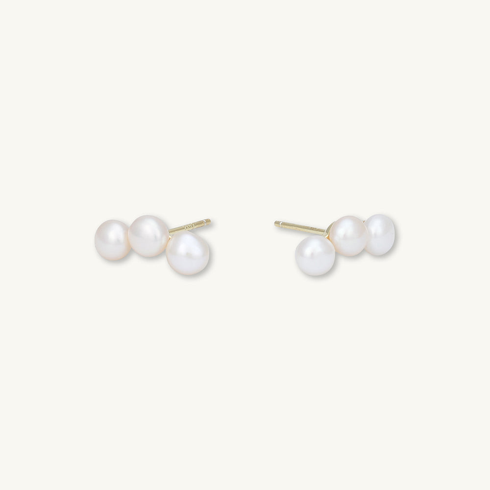 Trio Pearl Stud Earrings