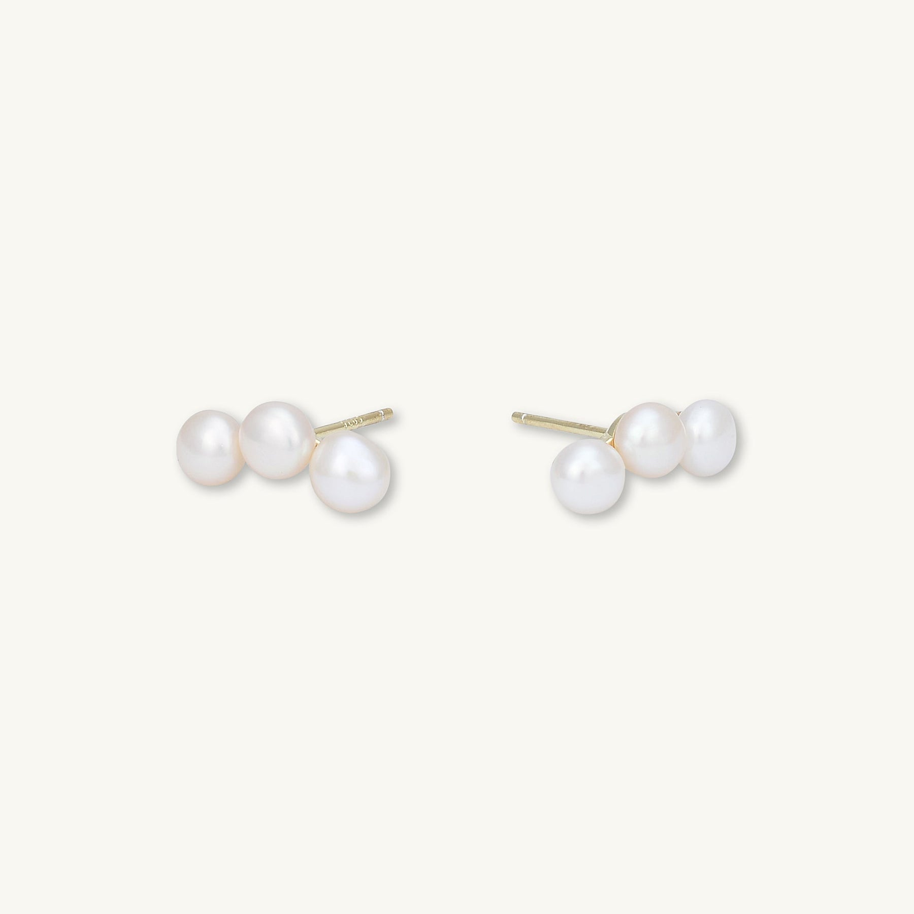 Trio Pearl Stud Earrings