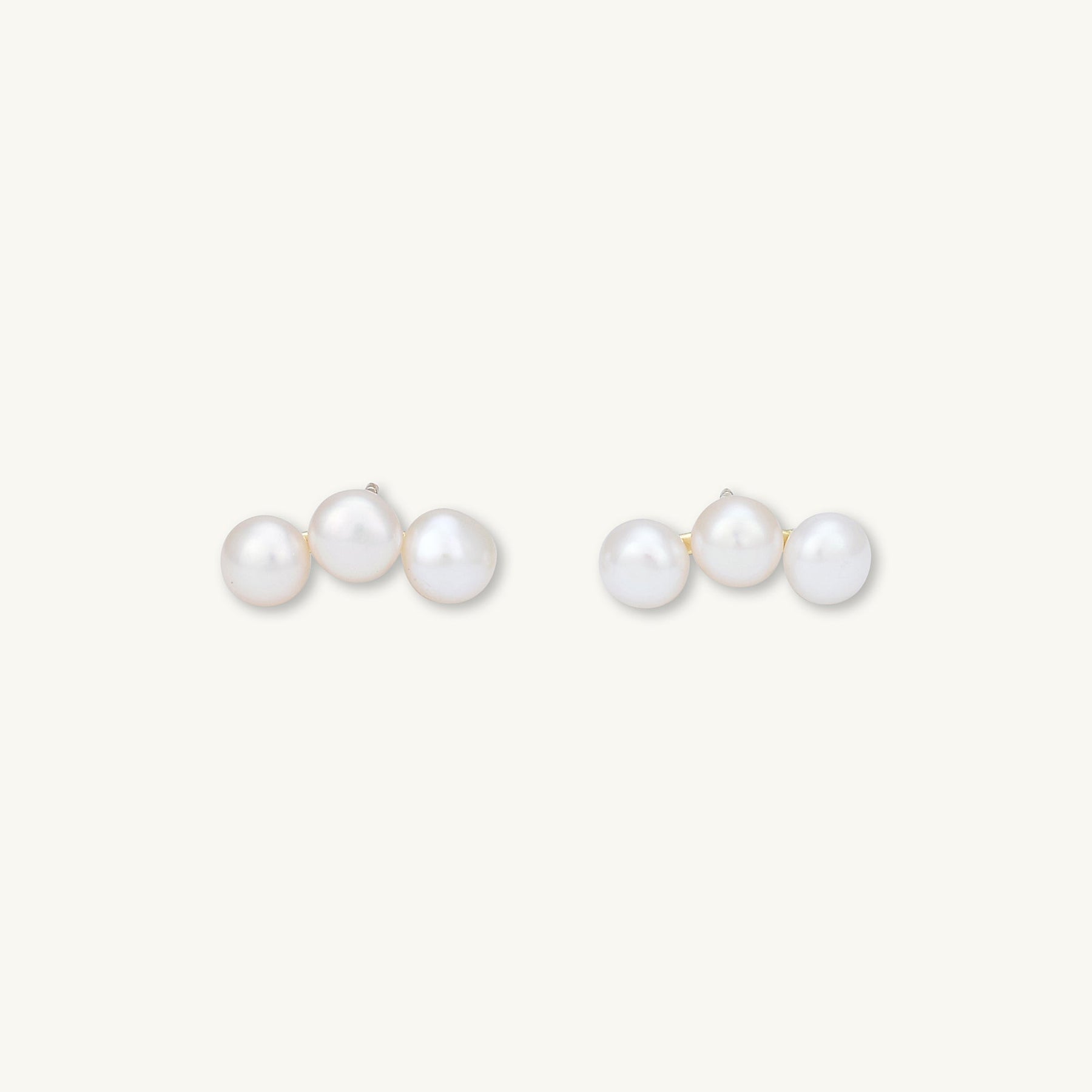 Trio Pearl Stud Earrings
