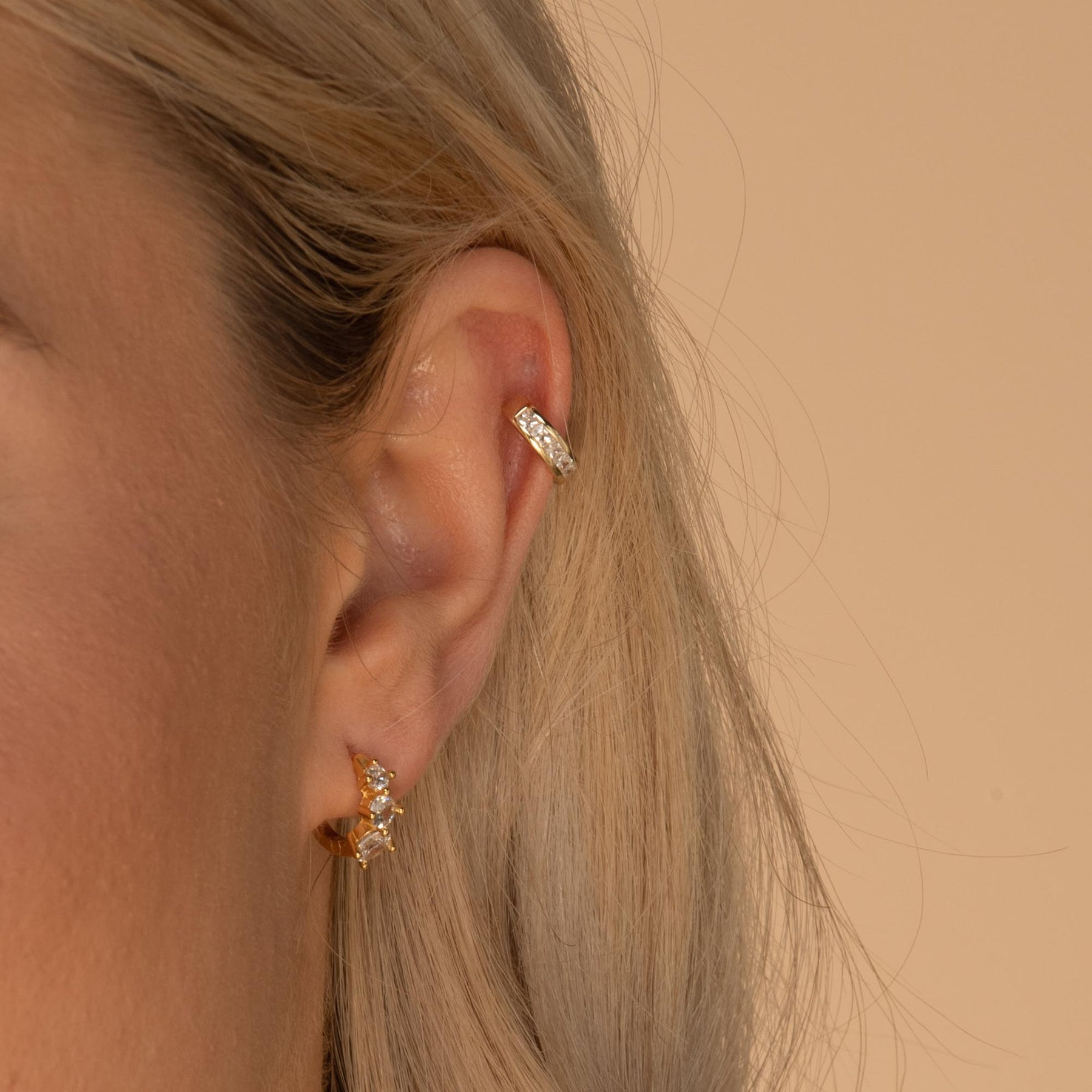 Trio Sapphire Huggie Earrings