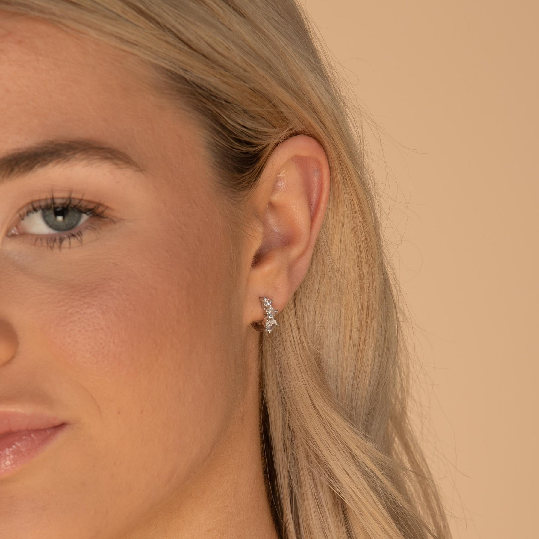 Trio Sapphire Huggie Earrings