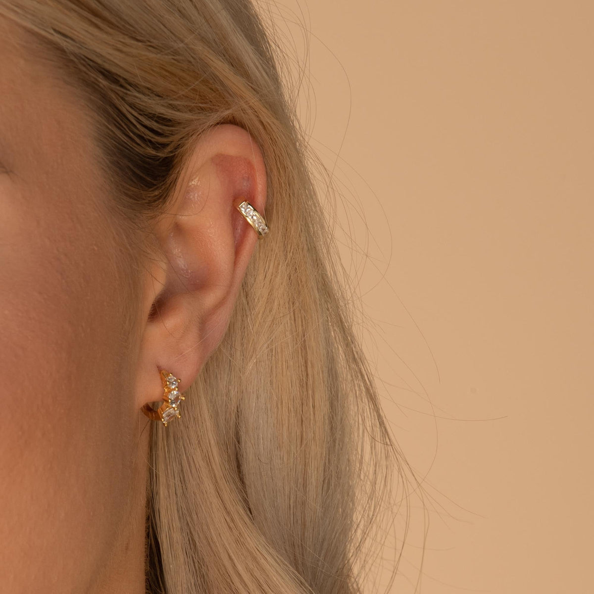 Trio Sapphire Huggie Earrings