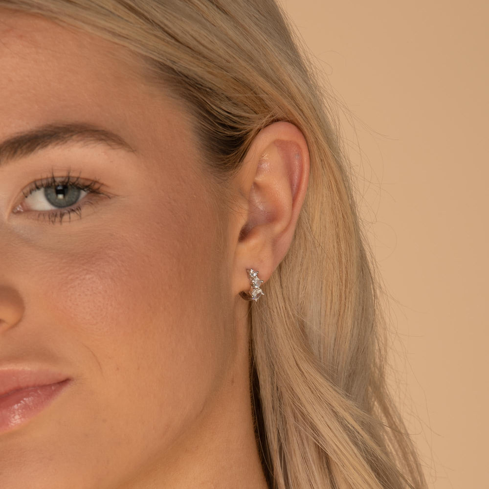 Trio Sapphire Huggie Earrings