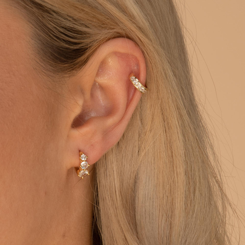 Trio Sapphire Huggie Earrings