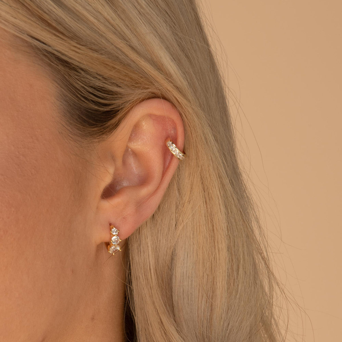 Trio Sapphire Huggie Earrings