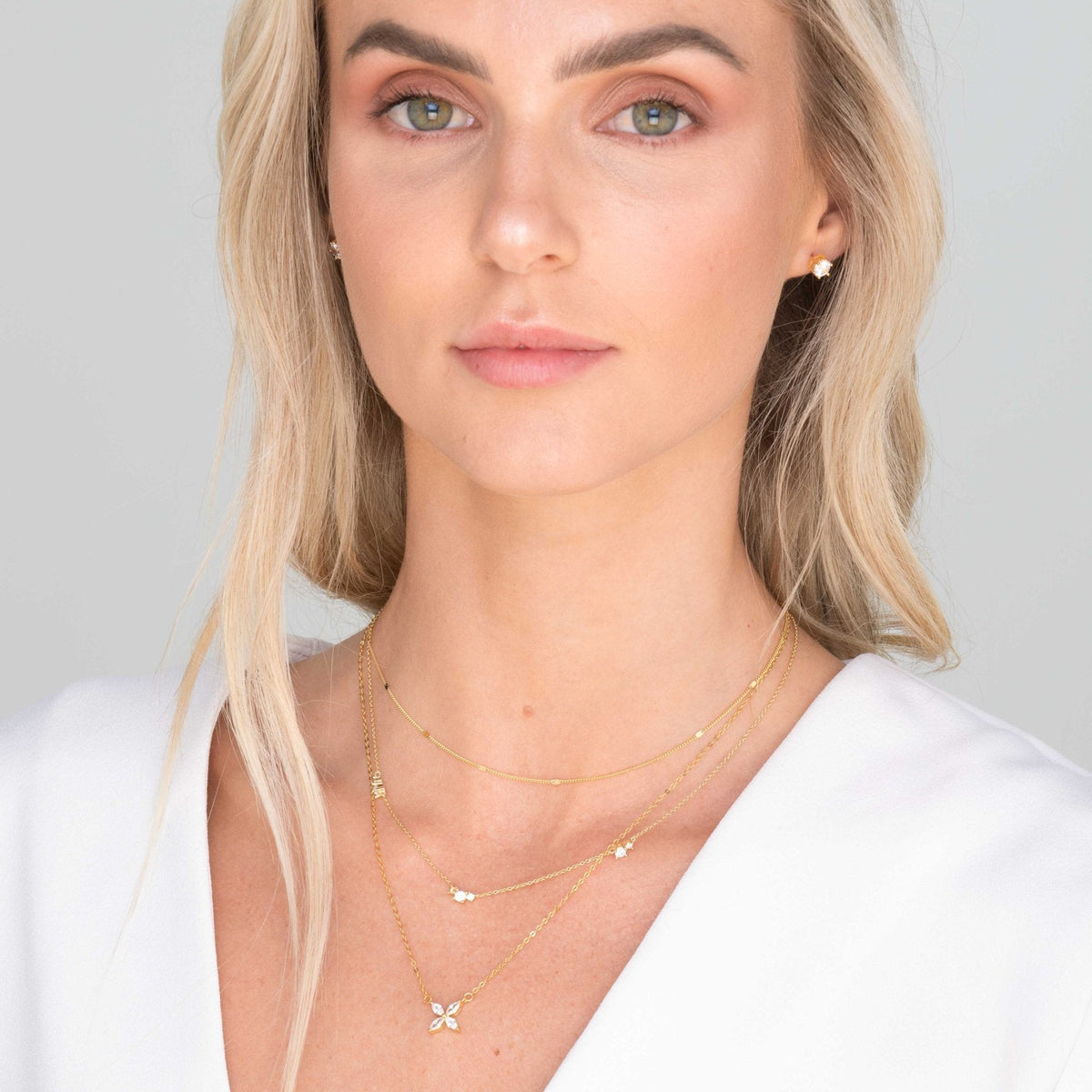 Trio Sapphire Station Chain Necklace