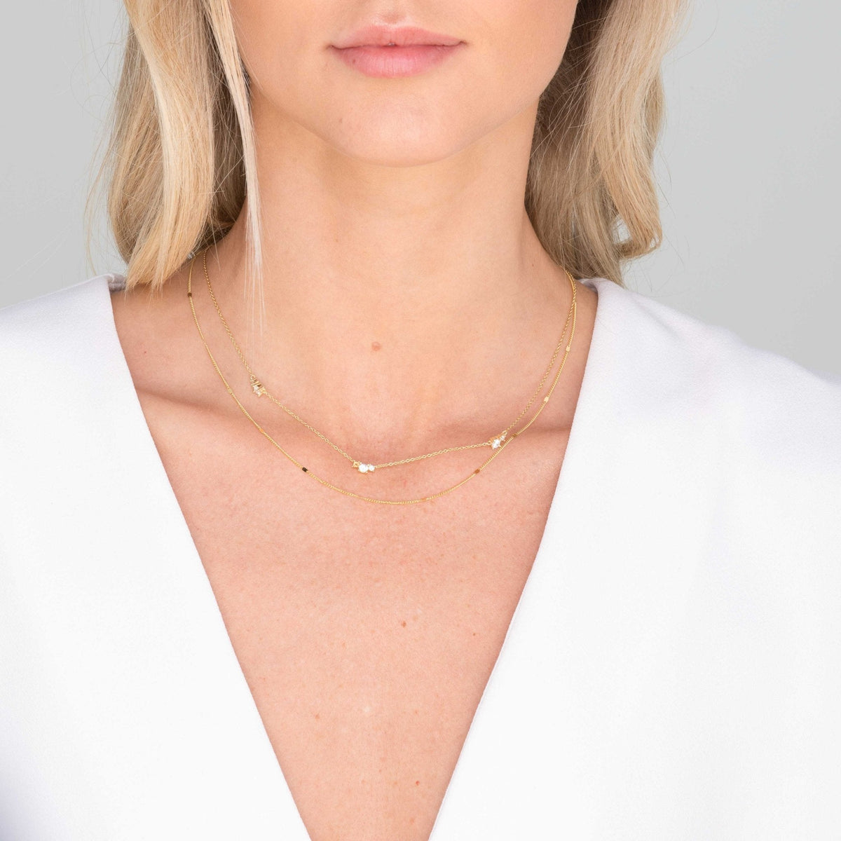 Trio Sapphire Station Chain Necklace