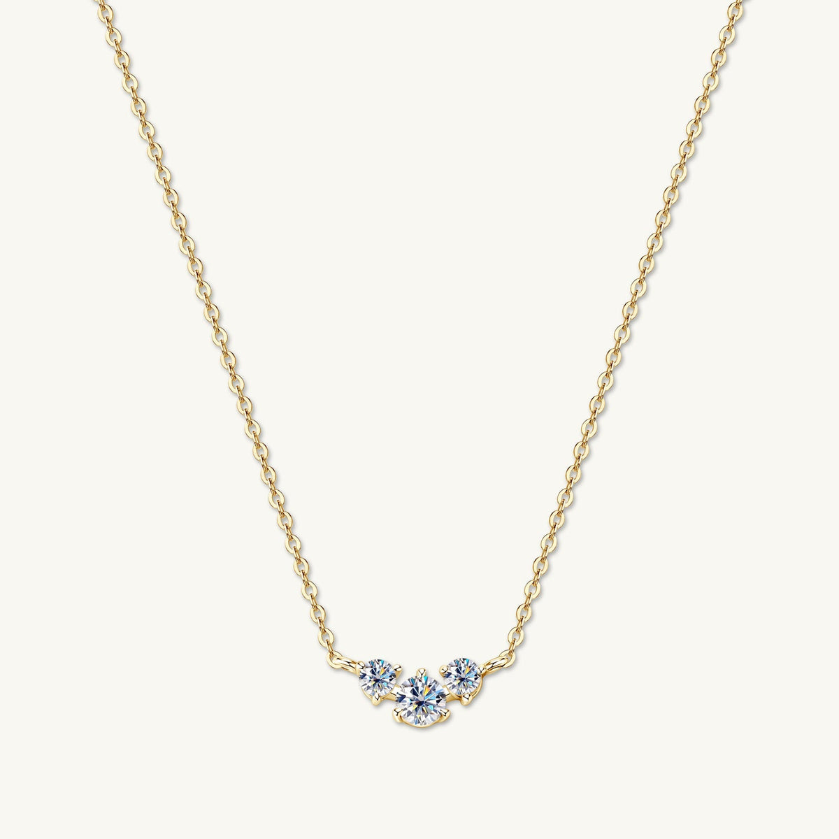 Trio Solitaire Moissanite Necklace