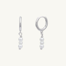 Triple Pearl Huggie Hoop Earrings