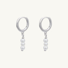 Triple Pearl Huggie Hoop Earrings