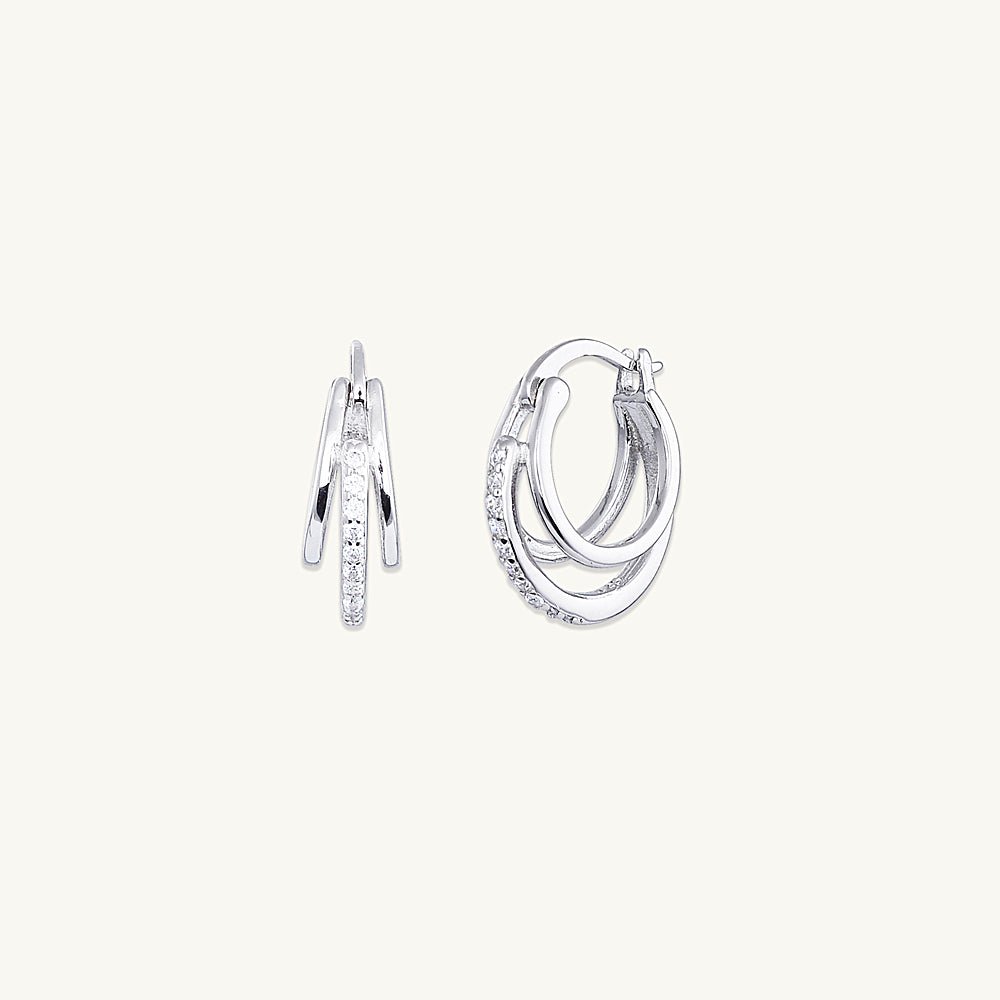 Triplet Pave Huggie Earrings