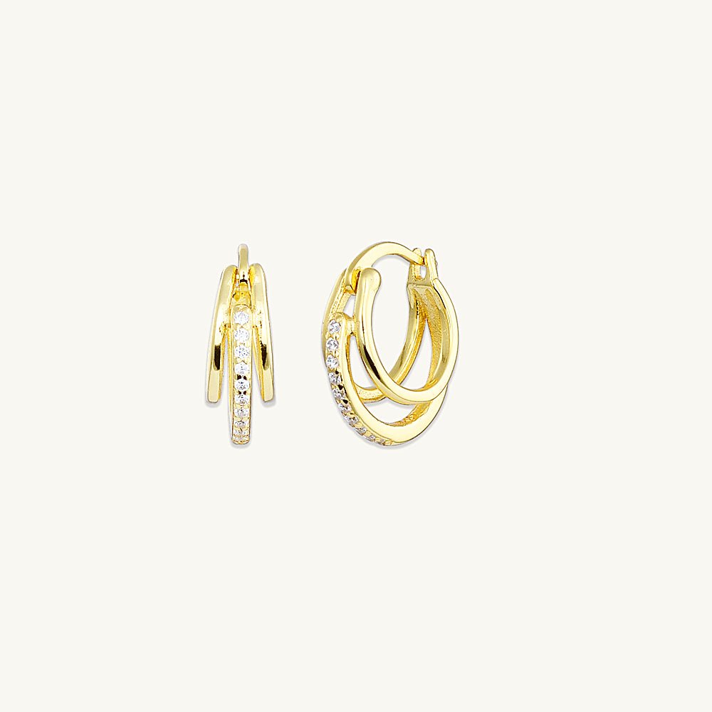 Triplet Pave Huggie Earrings