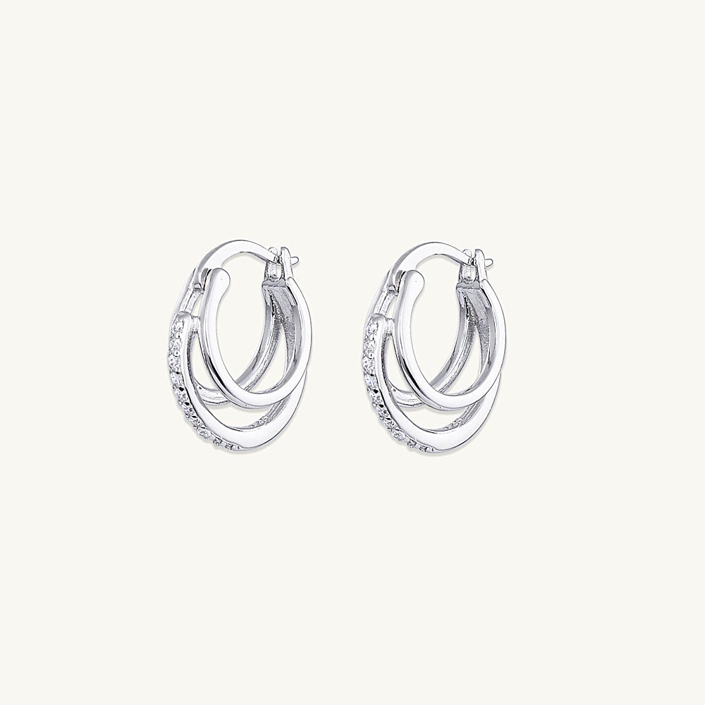 Triplet Pave Huggie Earrings
