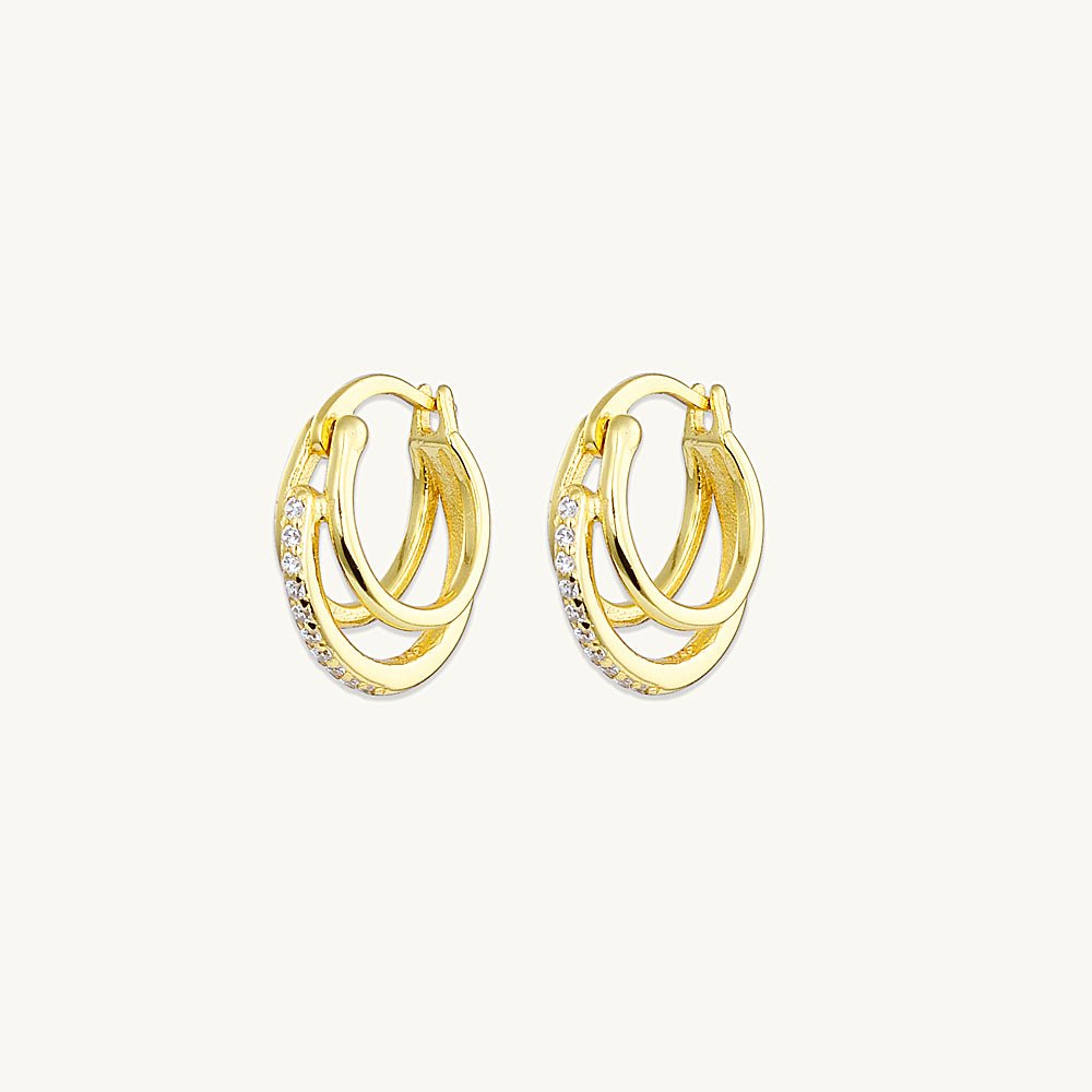 Triplet Pave Huggie Earrings