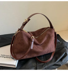 Maëlle Shoulder Bag Woman – Elegant Suede Bag with Faux Leather Handle & Large Compartment