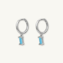 Turquoise Blue Baguette Hoop Earrings