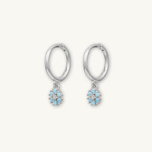 Turquoise Blue Flower Hoop Earrings