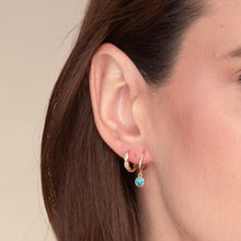 Turquoise Circle Dangle Huggie Earrings