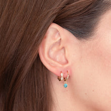 Turquoise Circle Dangle Huggie Earrings