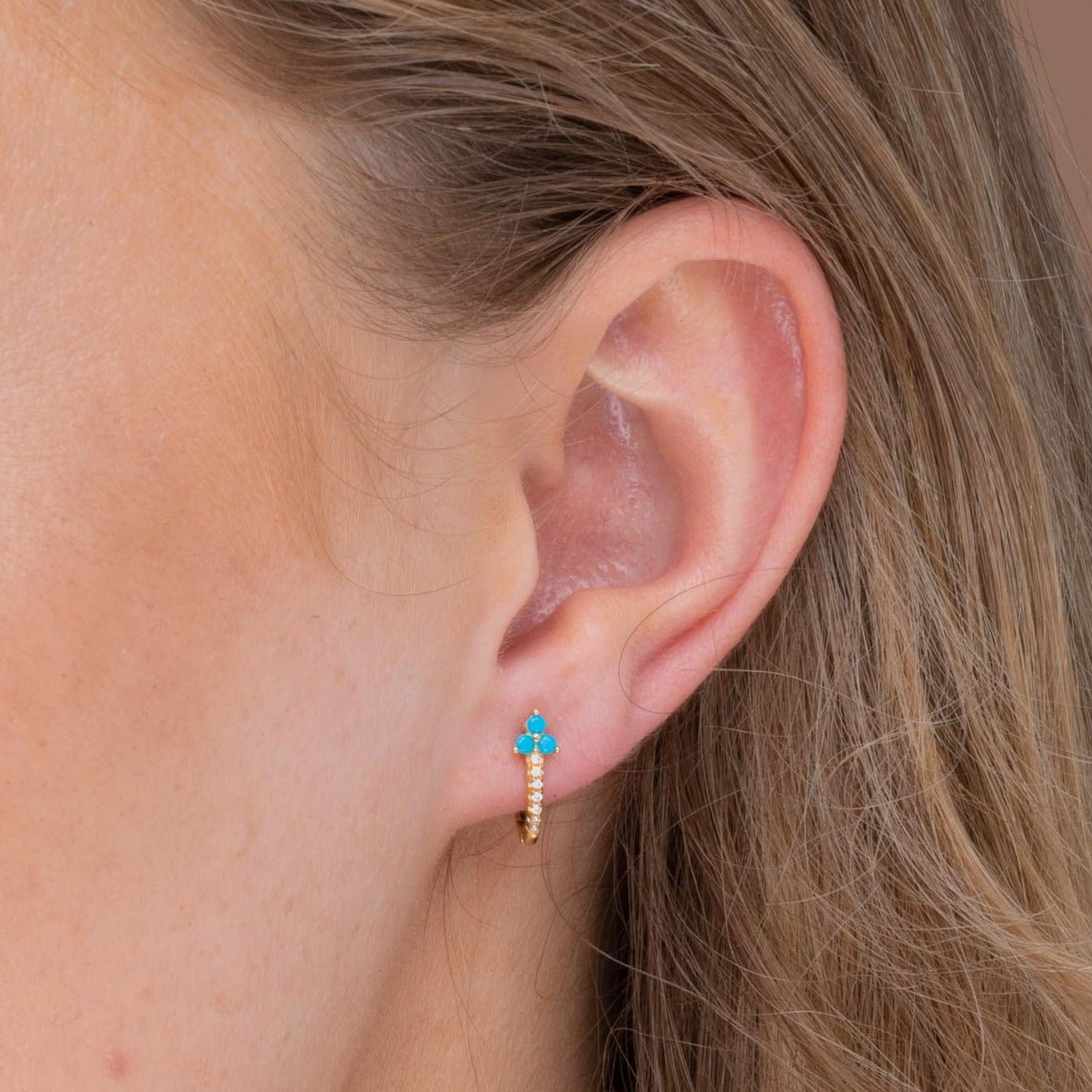 Turquoise Lotus Sapphire Hoop Earrings