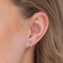 Turquoise Lotus Sapphire Hoop Earrings