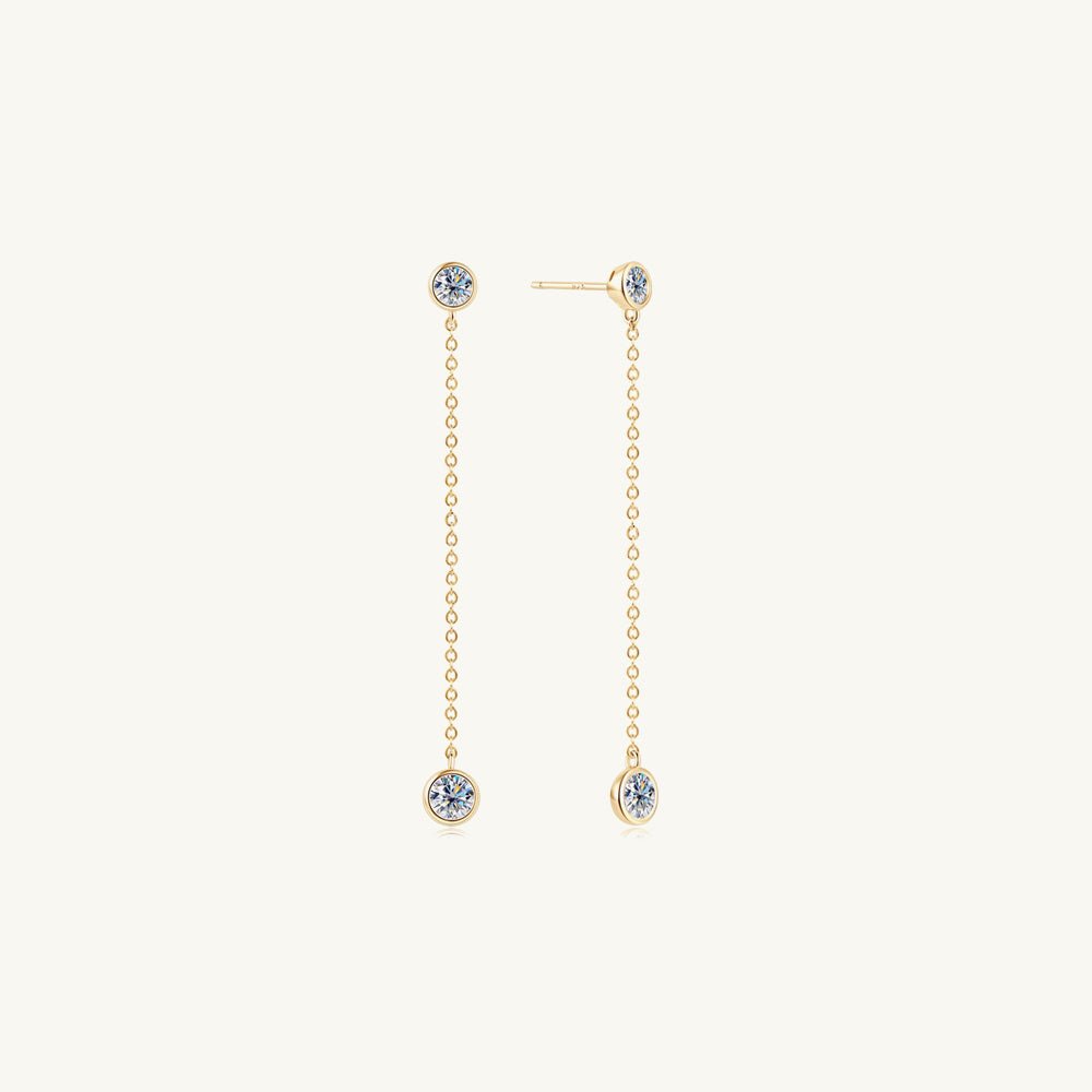 Twin Dangle Solitaire Moissanite Stud Earrings 1.0 Carat