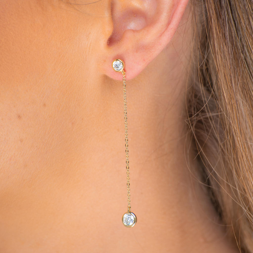 Twin Dangle Solitaire Moissanite Stud Earrings 1.0 Carat