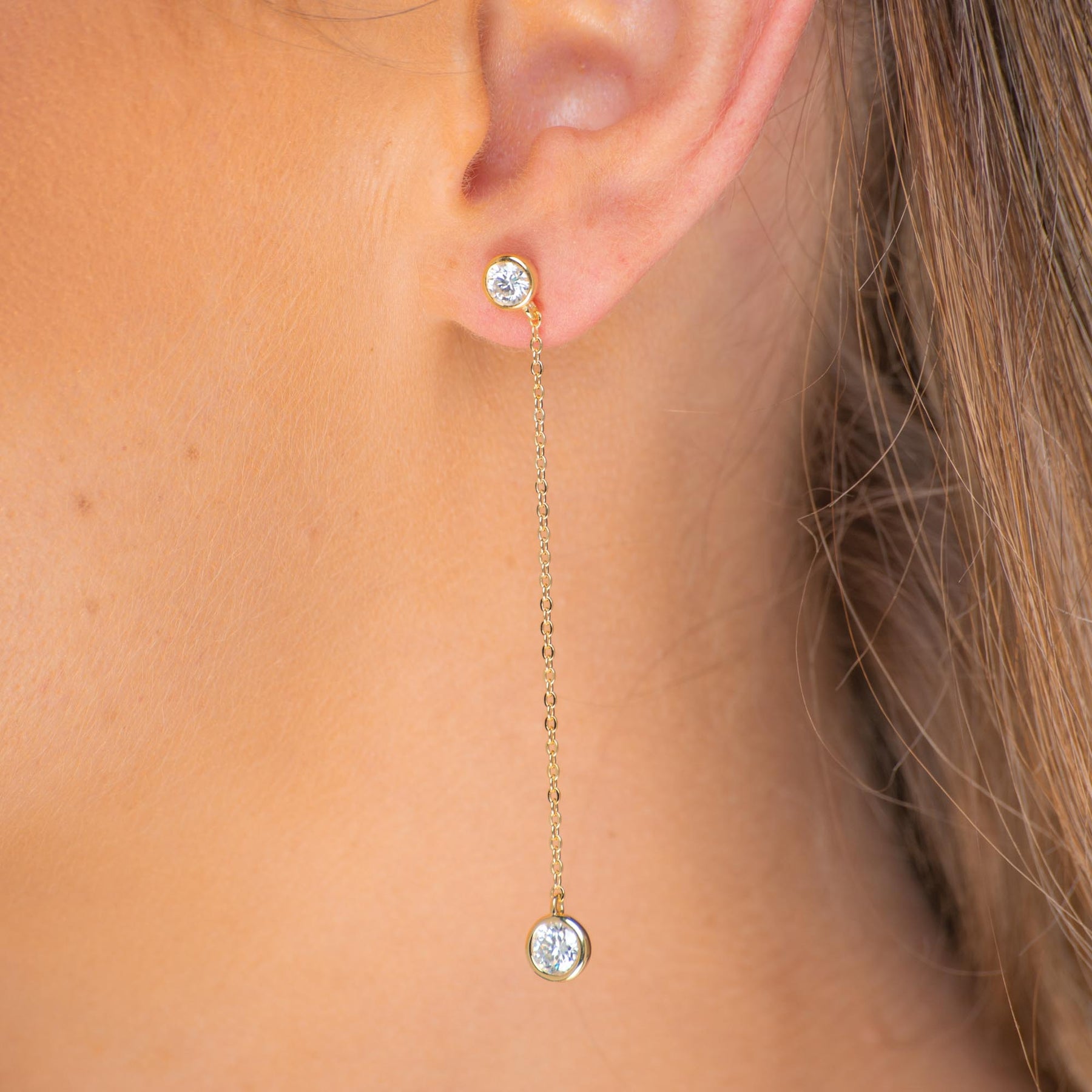 Twin Dangle Solitaire Moissanite Stud Earrings 1.0 Carat