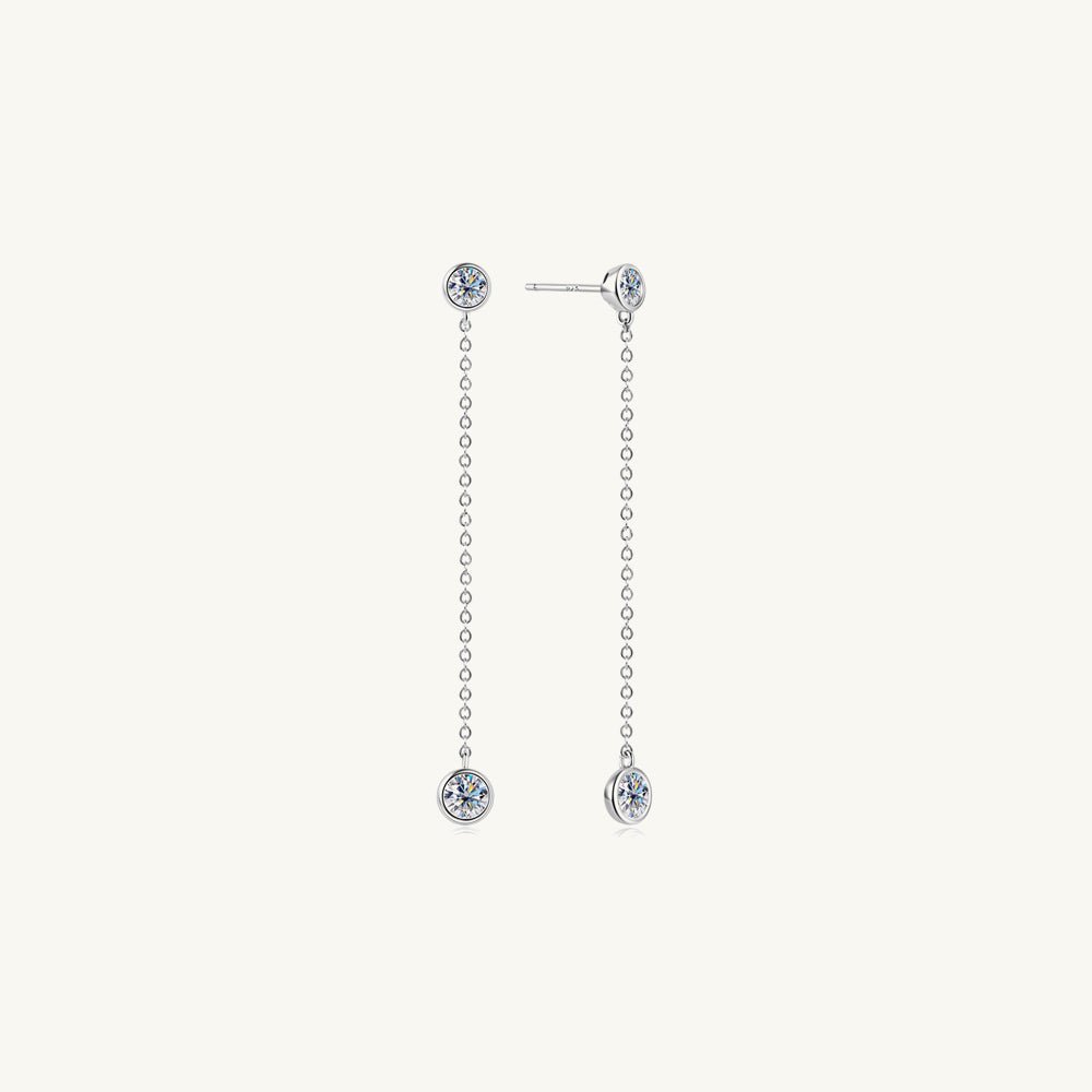 Twin Dangle Solitaire Moissanite Stud Earrings 1.0 Carat