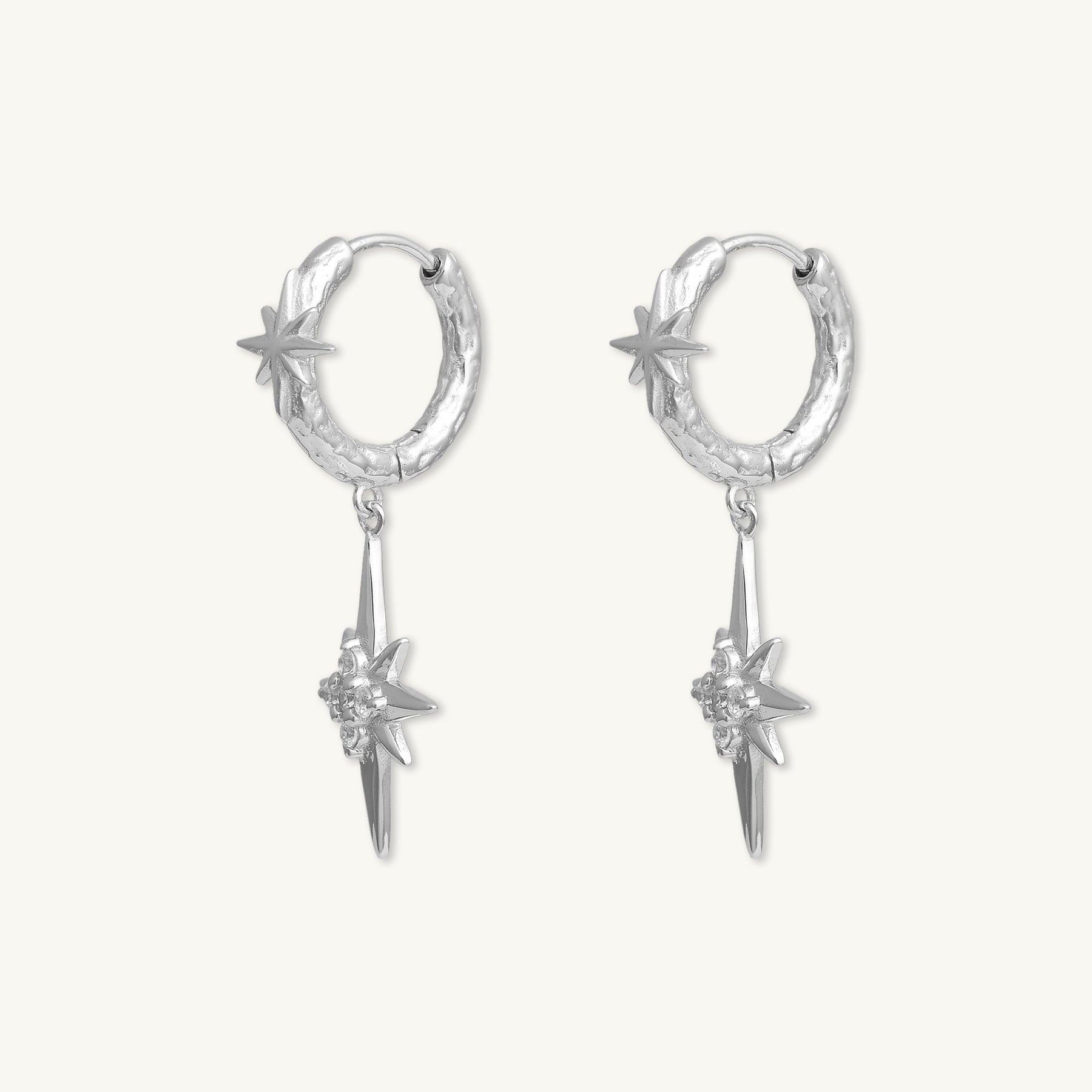 Twin North Star Sapphire Huggie Earrings