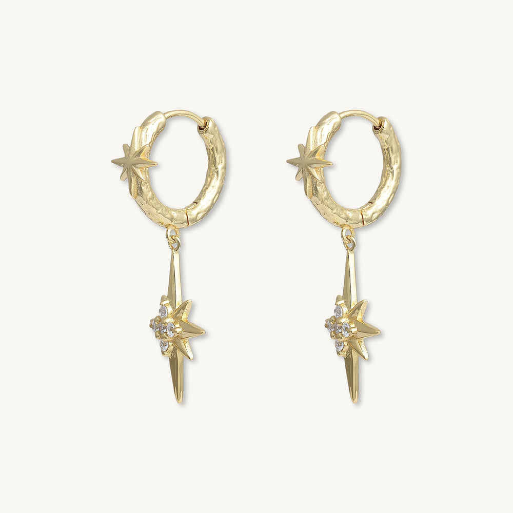 Twin North Star Sapphire Huggie Earrings
