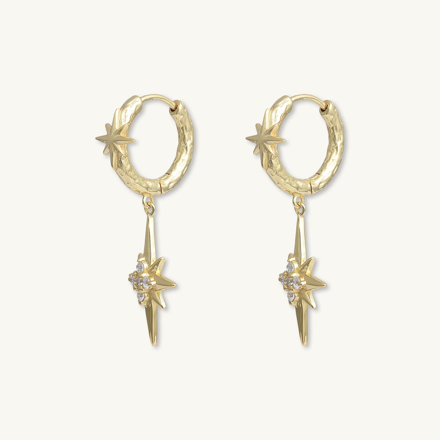 Twin North Star Sapphire Huggie Earrings