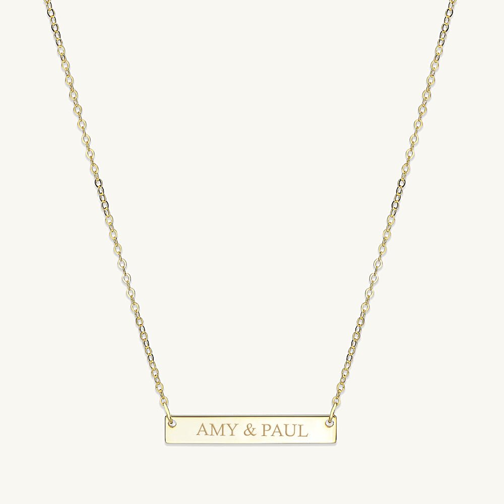 Two Name Engraved Bar Necklace