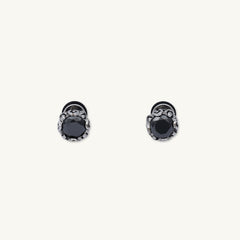 Unisex Black Zirconia Gothic Stud Earrings